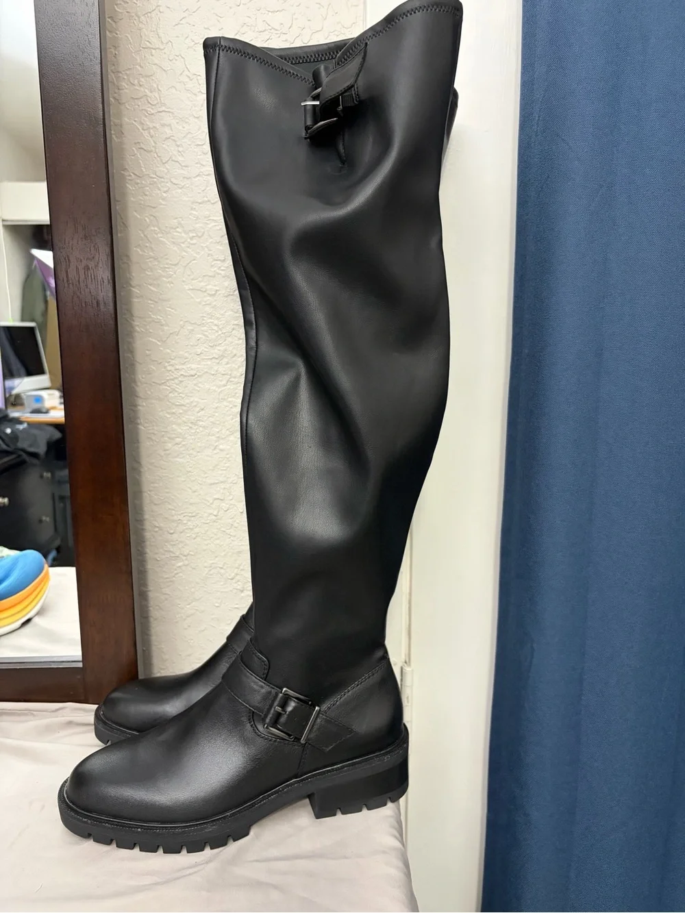 Vince Camuto Black Thigh High Boots Wide Calf NWOT size 9
